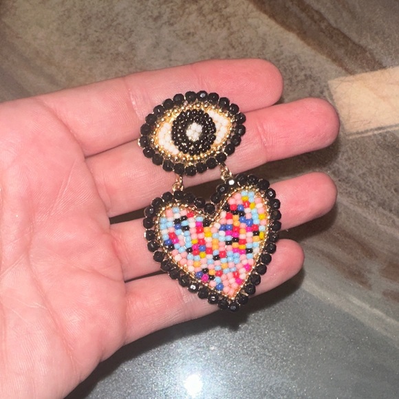 Betsy Johnson Colorful Beaded Heart Earrings - Picture 2 of 5